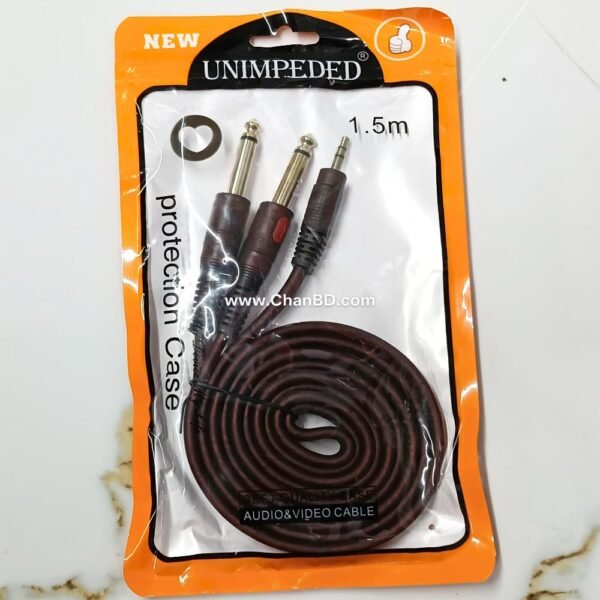 2-1 MONO 6.3mm MALE  TO 3.5mm MALE  1.5M BROWN CABLE