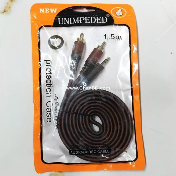 2-1 RCA MALE TO 3.5mm MALE 1.5M BROWN  CABLE