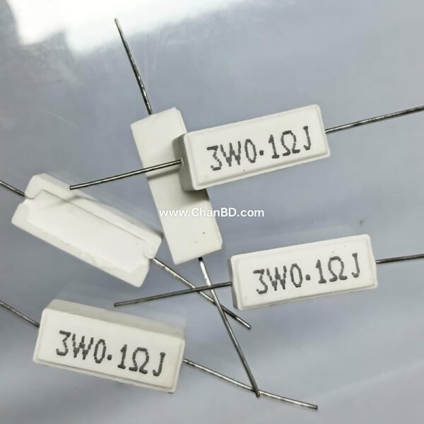 3W0.1 OHMS WHITE CERAMIC RESISTOR  8*8*22