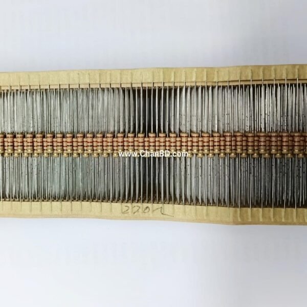 A 1/2W 220-ohm metal oxide film resistor is a highly stable, flameproof electronic component. It limits electrical current and is ideal for circuits that experience high temperatures. It is commonly used in power supplies, LED drivers, and breadboard projects.