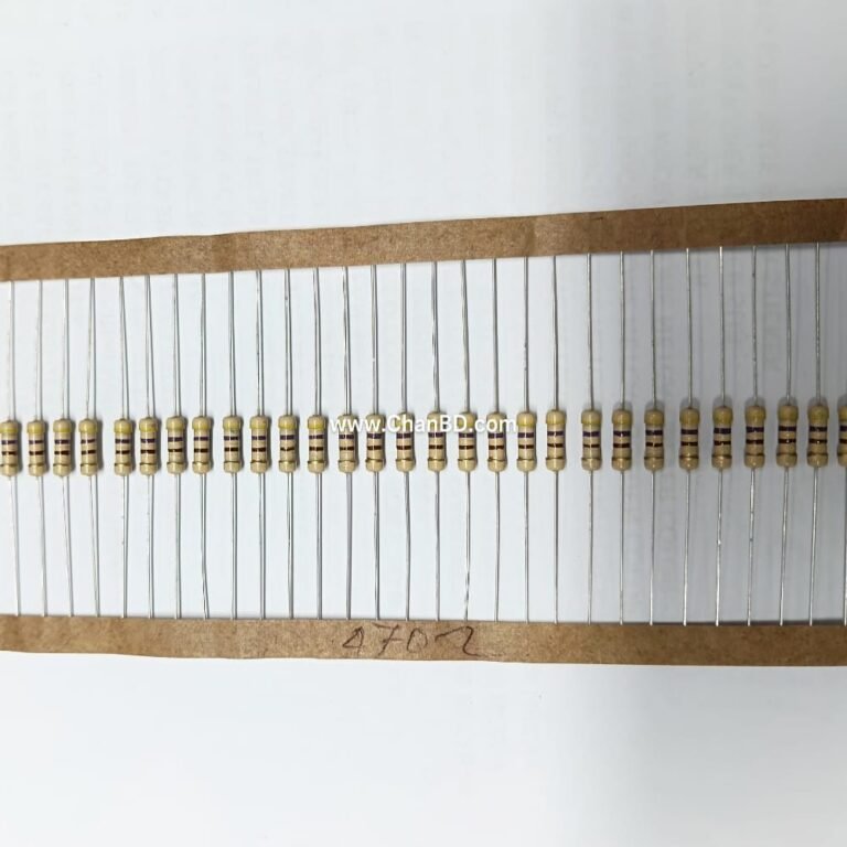 A 1/2W 470-ohm metal oxide film resistor is an axial-lead electronic component designed for general-purpose and high-reliability circuits. It provides excellent stability, flame-retardant protection, and low current noise, making it highly suitable for everyday prototyping and electronics repair.