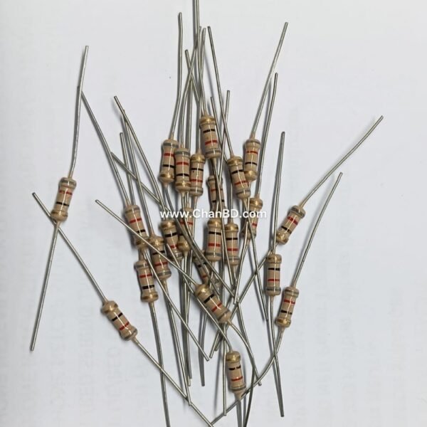 A 1/2W 82 Ω metal oxide film resistor is a fixed, flameproof through-hole resistor. It safely handles up to 0.5 W of power, restricts current by 82 Ohms, and is ideal for general-purpose circuits, overcurrent protection, and power supplies.