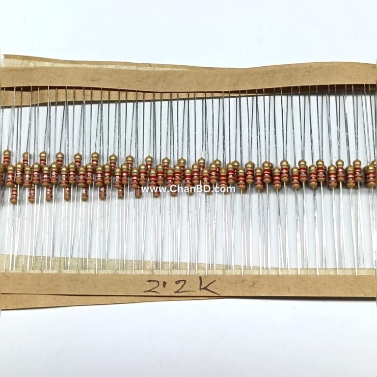 A 2.2k ohm (2.2kΩ) resistor rated for 1/4 watt (0.25W) is a common, general-purpose, through-hole electronic component used to limit current and divide voltages. It typically features a ± 5% tolerance and is constructed from carbon film, making it ideal for breadboards and printed circuit boards (PCBs).