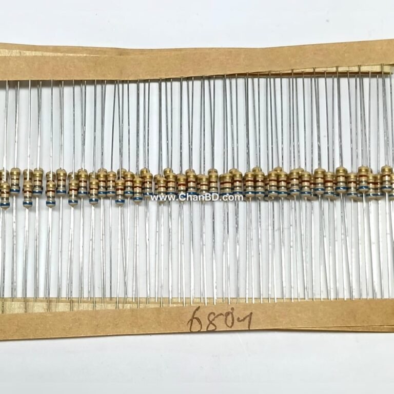 A 1/4W 680 ohm resistor is a standard electronic component used to limit current and drop voltage in circuits. It typically has a through-hole, axial-lead design perfect for breadboards and PCBs.