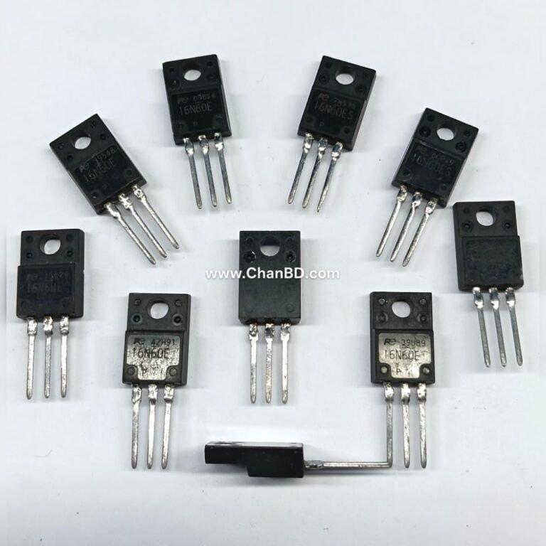 The 16N60E is an N-channel power MOSFET designed for high-voltage and high-current switching. It is primarily used in power supplies and motor controls. Key specifications include a 600V drain-source voltage and a 16A continuous drain current, with typical variants housed in a TO-220 package.