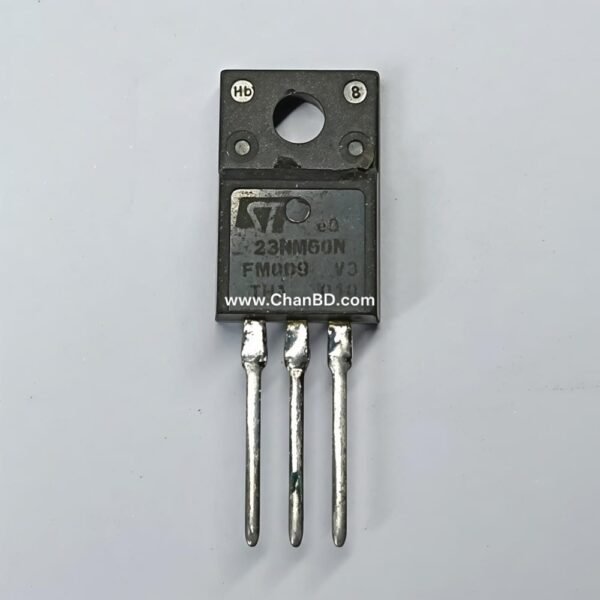 The 23NM50N is an N-channel power MOSFET featuring a 500V drain-source voltage, 17A continuous drain current, and 0.162 Ω on-resistance.