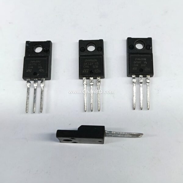 The STMicroelectronics 24NM60N is an N-channel power MOSFET built with MDmesh II technology, featuring a 600V drain-source voltage rating, a 17A continuous drain current, and a low on-resistance of about 0.168 ohms.