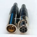 A 6-pin mini XLR connector (often called a Tiny XLR or Tini-QG) is a compact, multi-contact connection commonly used for microphones, professional audio gear, and custom mechanical keyboards. It features a push-pull latching mechanism and solder cup terminations for 28 AWG wires.