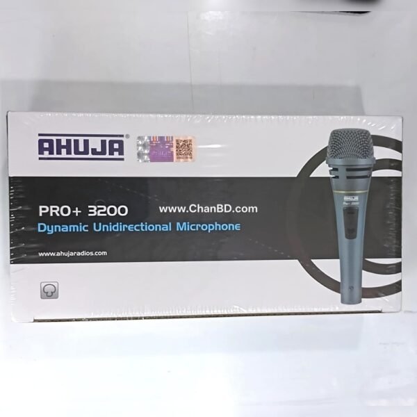 The Ahuja PRO+3200 is a professional supercardioid dynamic microphone built for live vocals, musical instruments, and studio broadcasting