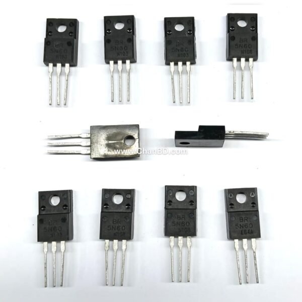 The 5N60 is an N-channel, enhancement-mode power MOSFET primarily used for high-voltage and high-speed switching applications. It can handle a maximum drain-source voltage of 600V and typically supports continuous drain currents between 2.8A and 5.0A, depending on the specific manufacturer variant.