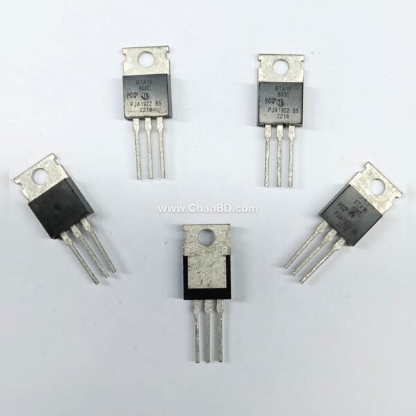 The BTA16-800C is a 16-amp, 800-volt TRIAC (bi-directional triode thyristor) designed for AC power switching and phase control. It features an electrically isolated mounting tab, allowing it to be safely attached directly to a grounded heatsink without extra insulators.