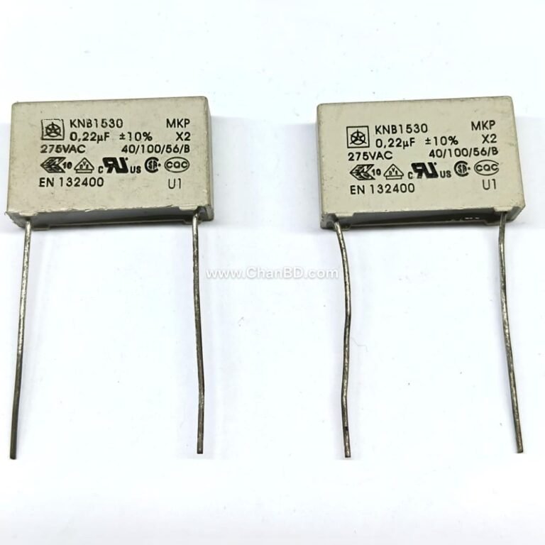 A 275V 0.22µF capacitor is a standard X2-class metallized polypropylene film safety capacitor designed to suppress electromagnetic interference (EMI) and radio frequency interference (RFI) across AC mains. It is widely used in power supplies, appliances, and industrial controllers for noise filtering and transient voltage absorption.