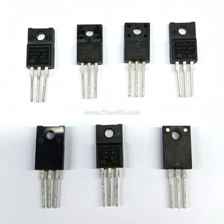 The MBR20150CT is a dual-diode Schottky barrier rectifier designed for high-frequency inverters, free-wheeling, and polarity protection. It handles a continuous average forward current of 20 A (10 A per leg) and a peak reverse voltage of 150 V. It is known for its low forward voltage drop and fast switching.