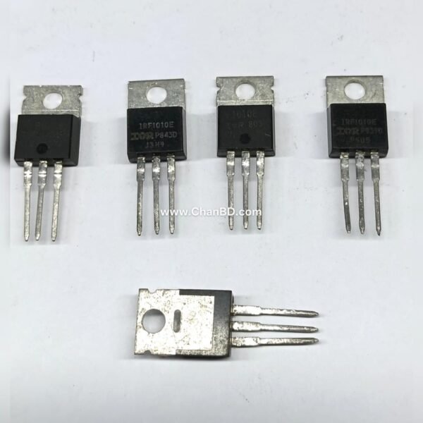 The IRF1010E is an N-Channel power MOSFET in a TO-220 package, notable for handling up to 60V and 84A of continuous drain current. It features an ultra-low on-resistance of just 12mR, making it highly efficient for high-current, low-loss switching and motor controls.