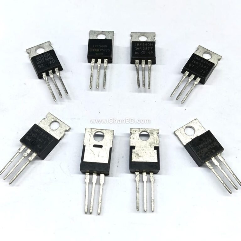 The IRF540N is a robust N-Channel Power MOSFET that excels at switching and amplifying electronic signals. Commonly used in DIY electronics, it is designed to handle high-current loads. Because of its low gate threshold voltage of 2-4V, it is highly compatible with microcontrollers like Arduino.