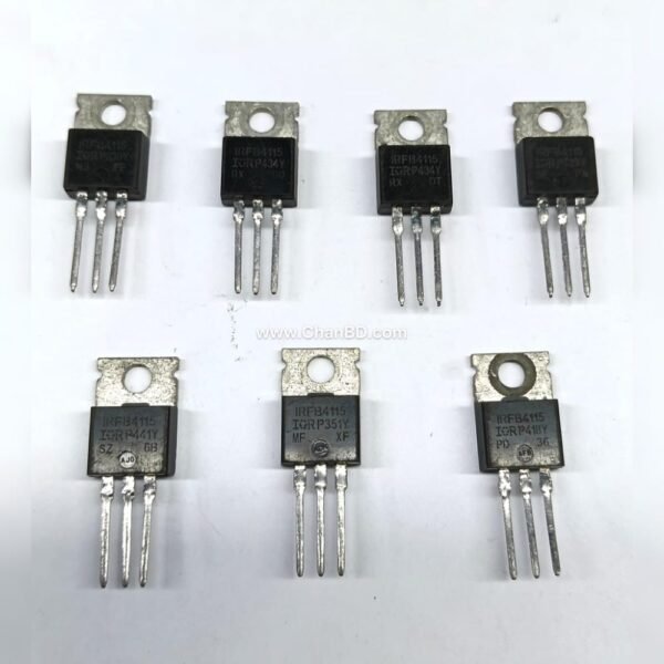 The IRFB4115 is a high-performance, N-Channel power MOSFET housed in a standard TO-220 package. It is widely used in high-power inverters, DC-DC converters, and motor controllers because it combines low conduction losses with fast switching capabilities.