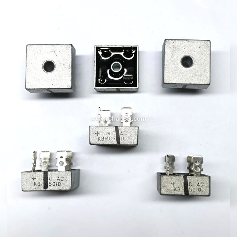 The KBPC5010 is a heavy-duty single-phase bridge rectifier. It safely converts AC (Alternating Current) to DC (Direct Current). It handles up to 50A of continuous current and 1000V. It uses four internal diodes to create a full-wave rectifier circuit. This lets you use both halves of an AC wave.