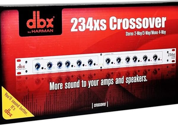 The dbx 234xs is a professional 2-way/3-way stereo or 4-way mono audio crossover. It splits a full audio signal into different frequency bands so that specific speakers (like subwoofers, mid-range speakers, and tweeters) only receive the sounds they are meant to play.
