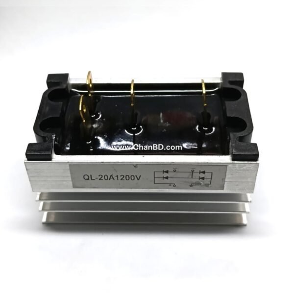The QL-20A 1200V is a single-phase (or modular three-phase variant depending on the terminal layout) diode bridge rectifier. It is designed to convert alternating current (AC) into direct current (DC) with a maximum current rating of 20 Amps and a repetitive peak reverse voltage rating of 1200 Volts.