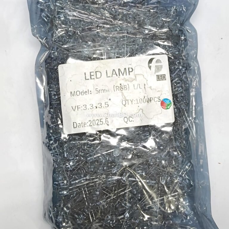 A 5mm 2-pin crystal (clear) RGB LED is a self-blinking diode that automatically cycles through red, green, and blue colors when powered with direct current.