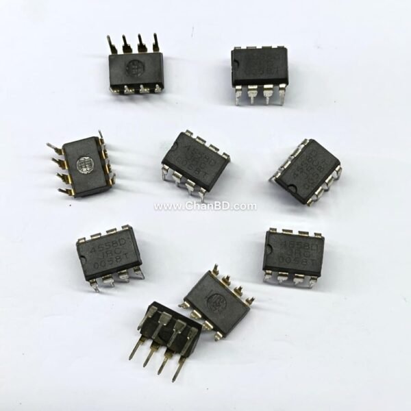 The JRC4558D (often manufactured by New Japan Radio/NJM) is a highly popular, low-cost dual operational amplifier (op-amp) IC. It is iconic for its widespread use in audio applications, particularly in vintage guitar overdrive/distortion pedals, preamplifiers, and tone controls, revered for its smooth clipping and low-noise characteristics.