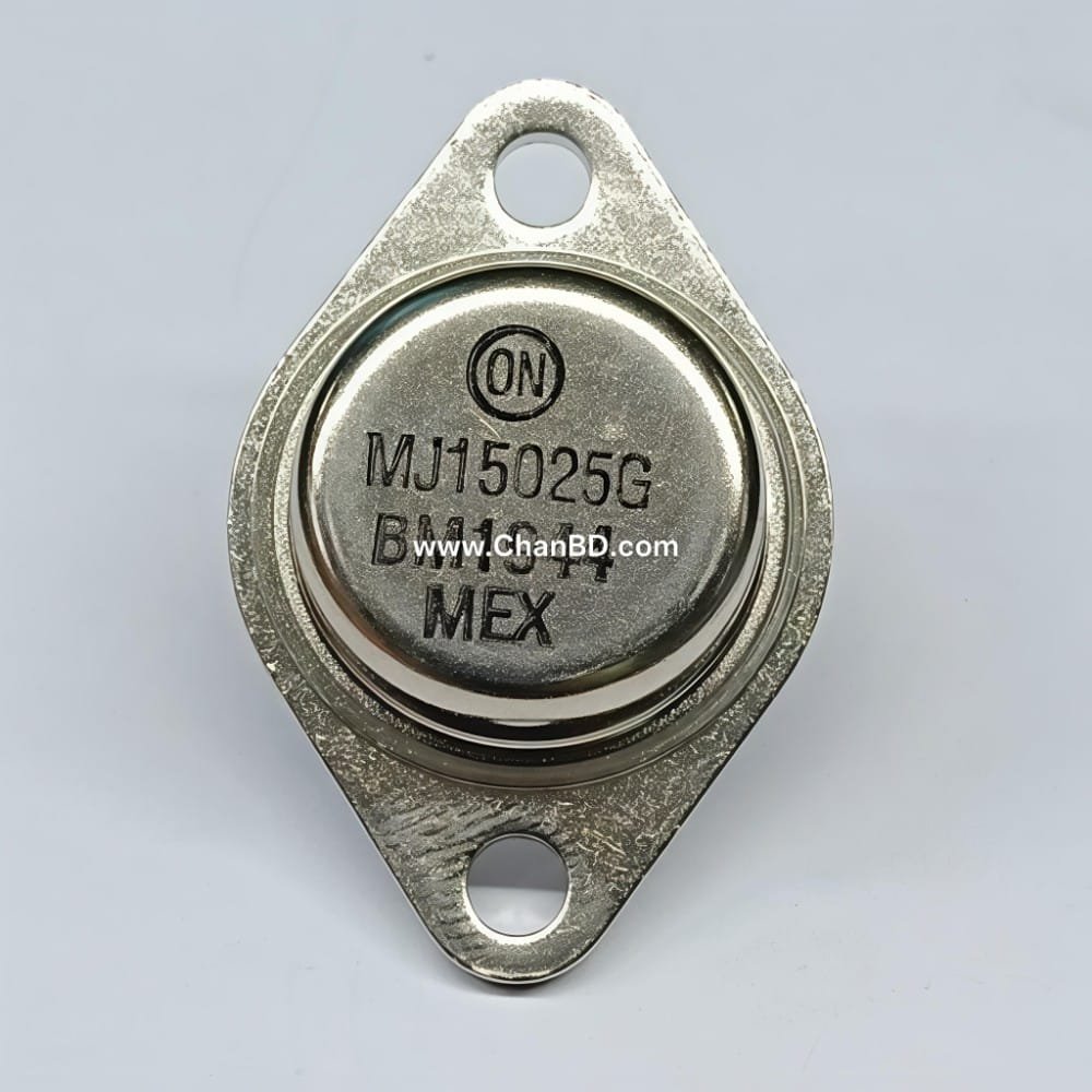 MJ-15025-G-(ON)-Metal-Transistor-TO-3-(Original)-Code-03294165 The MJ15025G is a high-power onsemi PNP silicon power transistor packaged in a metal TO-204 (TO-3) case, designed primarily for high-power audio amplifiers and linear applications.