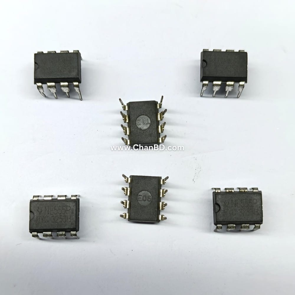 NE555P-IC-DIP-8-Code-08935601 The NE555P is an 8-pin precision timer integrated circuit packaged in a dual in-line plastic package (PDIP), manufactured commonly by Texas Instruments. It generates accurate time delays, pulses, and oscillations ranging from microseconds to hours using simple external resistors and capacitors.