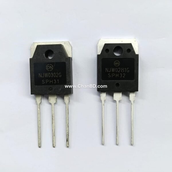 The NJW0281G (NPN) and NJW0302G (PNP) form a complementary high-power bipolar junction transistor (BJT) pair manufactured by onsemi. Encapsulated in a rugged TO-3P package, they are engineered specifically for high-fidelity (hi-fi) audio amplifier output stages, linear applications, and demanding home or professional audio systems.